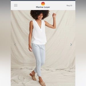 Alison pant by marine layer in blue and white stripe